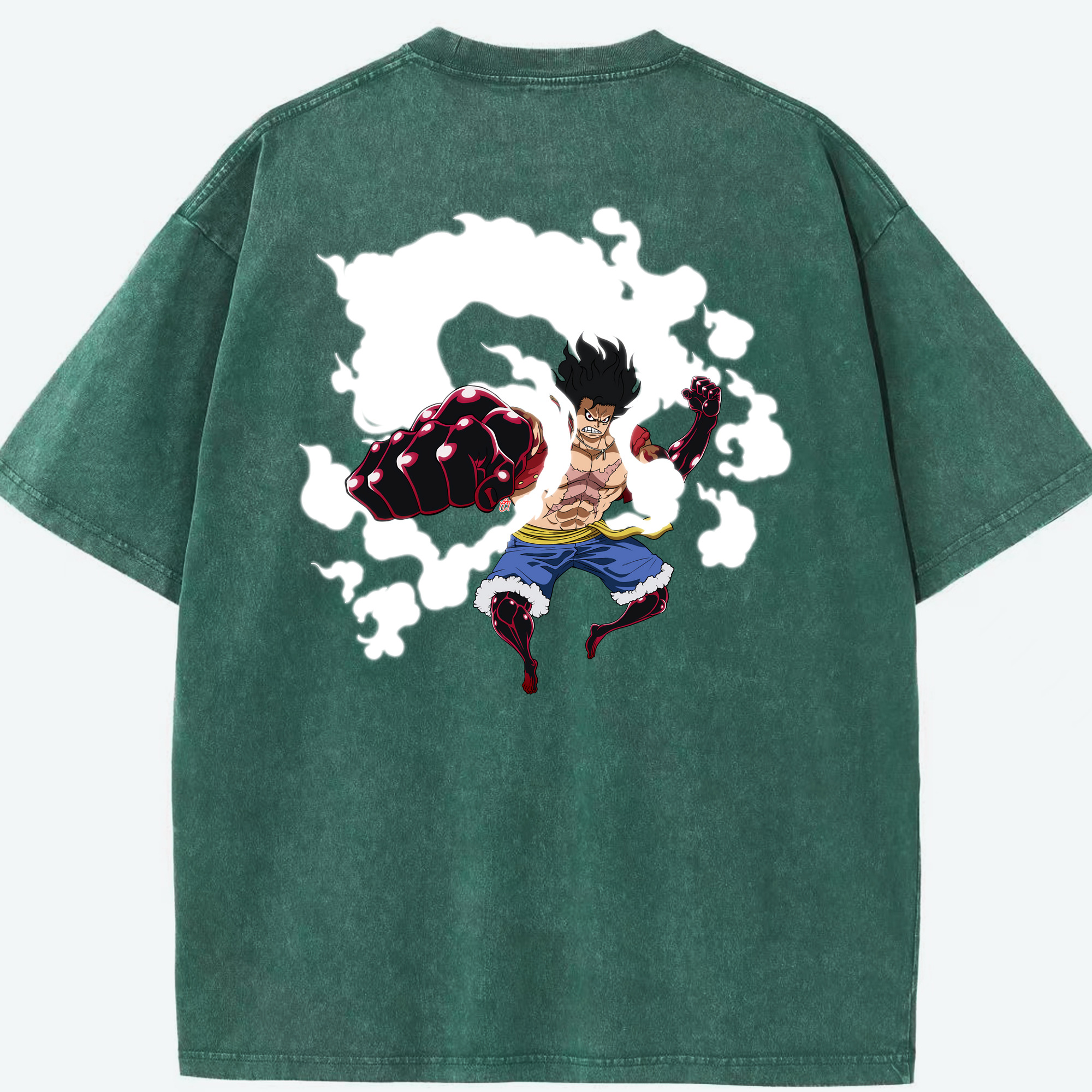 ワンピース モンキー・D・ルフィ ONE PIECE Monkey D. Luffy 綿100% ヴィンテージ風 半袖Tシャツ（背面プリント）